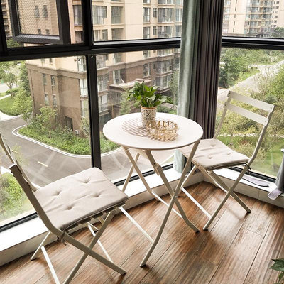 遠茂戶外陽台小桌椅網紅創意陽台茶桌椅組合可折疊靠背椅鐵藝組合