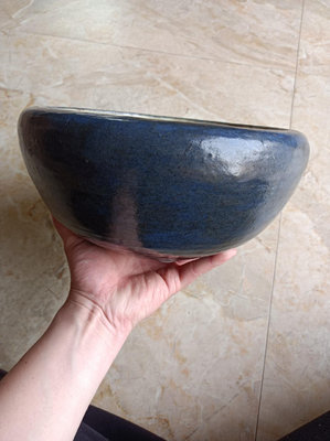 清代 中期 祭藍釉瓷爐 霽霧藍釉 大香爐 大號尺寸