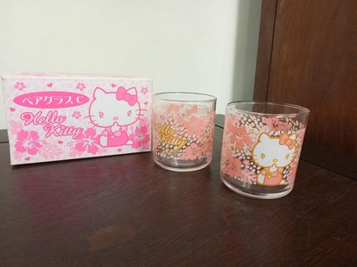 (日本生活用品)日本製HELLO KITTY彩繪玻璃杯一對-粉橘(A984)