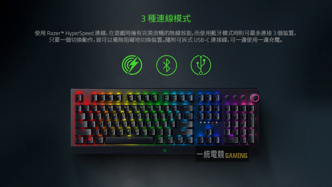 一統電競】雷蛇Razer BlackWidow V3 Pro 黑寡婦V3 Pro 機械式鍵盤有線+