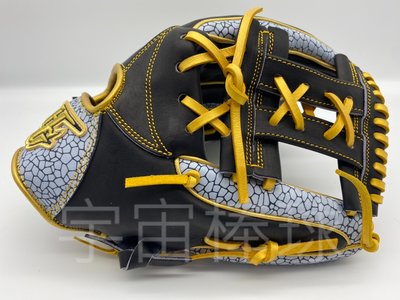※宇宙棒球※HI-GOLD 特殊訂製款 棒壘球手套 12吋野手用 爆裂紋/黑/金色皮革線