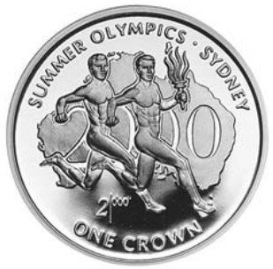 【熱賣精選】馬恩島 1999年 悉尼奧運會比賽項目 跑步 1克朗 紀念幣 全新 UNC