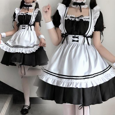 女僕 cos服日本黑白色女裝套裝大佬洛麗塔女傭可愛lolita連衣裙COS女仆服裝-羞色生活館