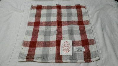《24H必回覆》kontex 小方巾（格紋棗紅＋灰色）約32*33cm 日本製 100%綿
