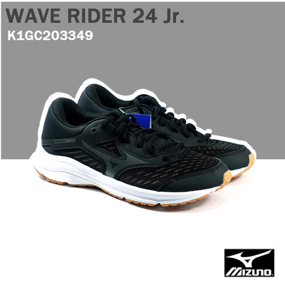 【MIZUNO 美津濃】WAVE RIDER 24 Jr. 兒童慢跑鞋 /黑 K1GC203349 M10