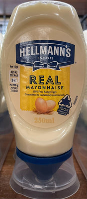 9/9前一次買2瓶單瓶169英國Hellmann's美乃滋(Real 經典原味)235g(=250ml)最新效期2024/ 8REAL mayonnaise單價