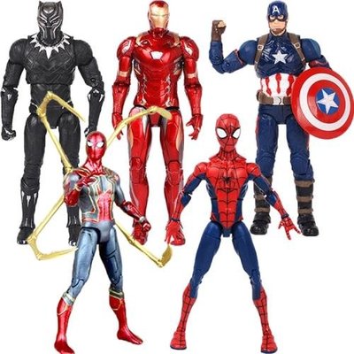 《小鹿百貨》Marvel漫威 復仇者聯盟 18公分 可動公仔模型 可動玩具 關節可動 附展示架 蜘蛛人鋼鐵人美國隊長黑豹
