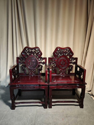 【二手】菠蘿格太師椅扶手椅 木雕 老物件 擺件【豫園古玩】-840