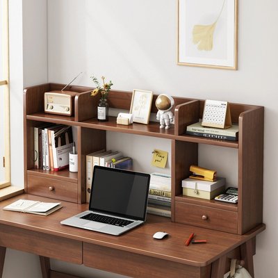 【熱賣精選】桌上書架置物架多層家用小型簡易辦公桌電腦大容量木質桌面收納架