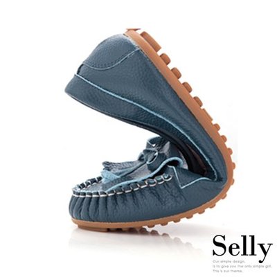 流蘇蝴蝶結真皮莫卡辛豆豆鞋-Selly-沙粒-(Q047)-6色