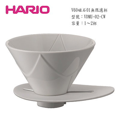 ~✬啡苑雅號✬~HARIO V60磁石01無限濾杯 VDMU-02-CW 濾杯內星形線 1～2杯 日本製造