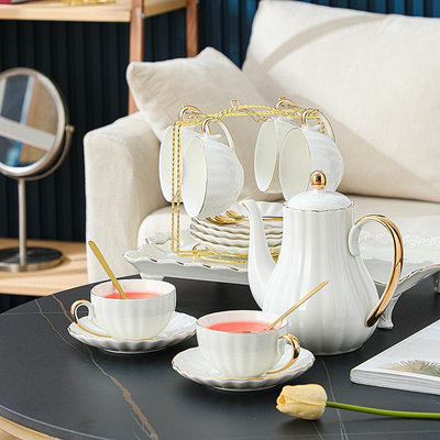 廠家出貨陶瓷純白歐式咖啡杯碟套裝高顏值杯碟高檔精致茶具英式下午茶花茶