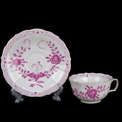 *JAZZ 棧 * 德國麥森Meissen 手繪紫印度系列花茶杯盤組一級典藏品