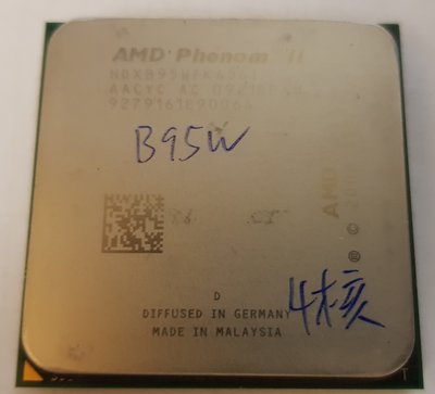 AMD Phenom II X4 B95W  3.0Ghz  HDXB95WFK4DGI  4核 拆機良品 無風扇