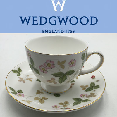 【皮老闆二店】 二手真品 WEDGWOOD  野莓草莓系列 咖啡杯  咖啡杯組 英式下午茶杯組 英國瓷器 紅735
