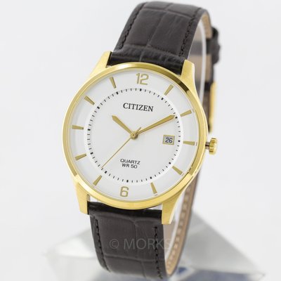 現貨 可自取 CITIZEN BD0043-08B 星辰錶 39mm 大三針 日期顯示 白色面盤 咖啡色皮錶帶 男錶女錶
