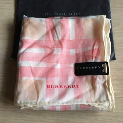 正品 Burberry 粉粉紅色格紋絲巾 領巾 頭巾
