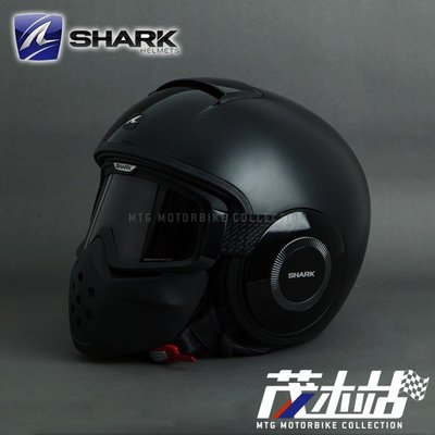 ❖茂木站 MTG❖ 法國 SHARK RAW / DRAK 3/4 安全帽 復古帽。DUAL_BLACK BLK 霧黑黑