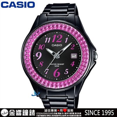 【金響鐘錶】全新CASIO LX-500H-1B,公司貨,指針女錶,簡約錶款,防水50米,日期顯示,錶圈鑲水鑽