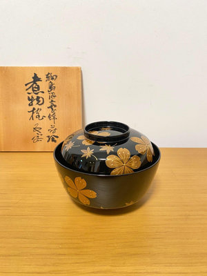 日本實木胎大漆輪島塗重錦飾繪，櫻花金飾繪，漆器木碗，不帶蓋， 民俗收藏品 回流老貨 古董舊貨-31057