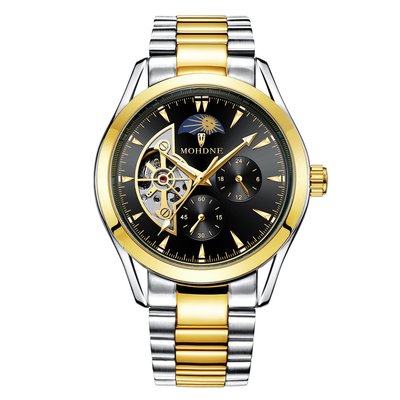 手錶正品摩盾男士新款日月星辰陀飛輪鏤空夜光六針三眼全自動機械手表