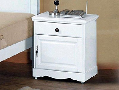 現貨熱銷-《艾蜜》歐風時尚實木白色床頭櫃(圖一)備有樟木色白色白色彩繪