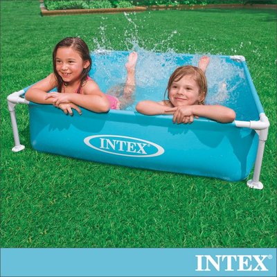 小江的店--INTEX--方型四柱游泳池/戲沙池(122*122*30cm)(337L) 2歲+(藍色/57173)（粉紅色/57172）