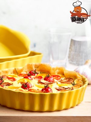 法國Emile Henry撻盤餡餅烤盤琺瑯彩陶瓷水果撻菊花派盤烘焙模具