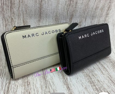 🇺🇸Marc Jacobs M0015161 14 x9x2.5 💞白色LOGO防刮皮革釦式中夾-零錢包（多色任選) 紅，綠，黑