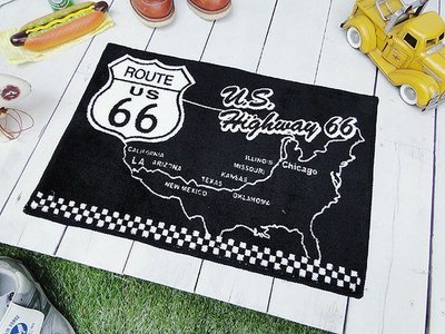 (I LOVE樂多)日本進口 66公路 Route 66  美式風格 入口墊 地墊 浴室墊