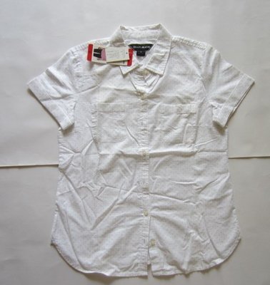 美國正品[DKNY]全新女白色灰點短袖襯衫(編號0773)~M