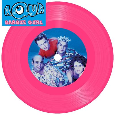 AQUA水叮噹Aquarium水瓶座Barbie Girl 7吋LP粉紅膠唱片彩膠唱片