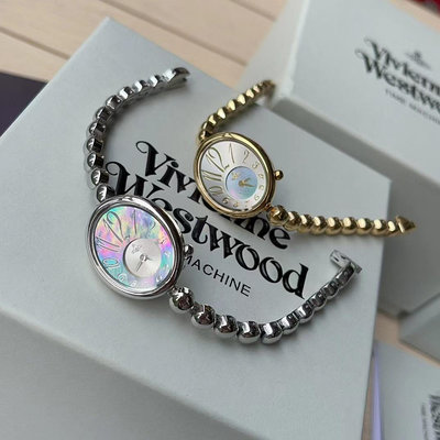 Outlet特惠 Vivienne Westwood女士中古鏈條腕錶 手錶 復古經典 錶盤小巧拼接貝母材質 精緻靚麗 都市感十足 百搭時髦