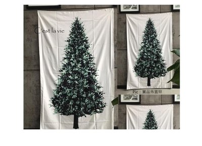 聖誕樹掛布73X150CM松樹掛毯 日本IG夯款聖誕節掛布壁飾裝飾布北歐節日背景布北歐風掛毯掛畫a