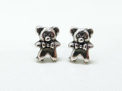 泰國銀飾－925純銀－QQ軟糖造型小熊純銀耳環－耳針式耳環【QQ小咪】