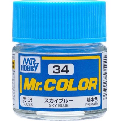 【模型王】MR.HOBBY GUNZE 郡氏 GSI 油性漆 C-34 C34 天空藍色 光澤 鋼彈模型漆 (10ml)