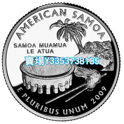 全新美國25分硬幣 50州紀念幣 2009年D美屬薩摩亞 24.3mm 紙幣 錢幣 紀念幣【古幣之緣】1359