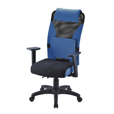 【在地人傢俱】22 歡樂購N-2309型黑色藍色雙色氣壓升降高背扶手辦公椅/電腦椅~獨立筒座墊 KH341-4