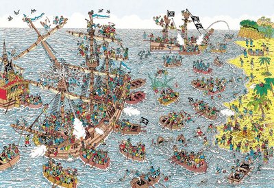 M81-735 迷你1000片日本進口拼圖 Where's Wally ? 尋找威利 威力在哪裡 做海盜很賺錢??
