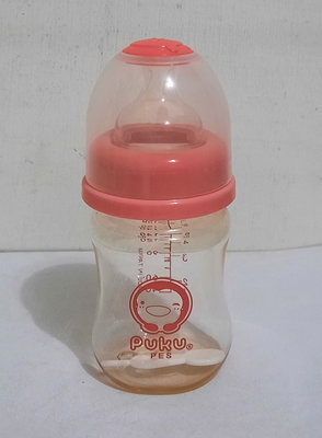PUKU 藍色企鵝 PES 寬口奶瓶(粉紅)140ml