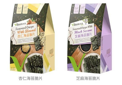 【米森 vilson】芝麻海苔脆片、杏仁海苔脆片(18gx5包/盒)