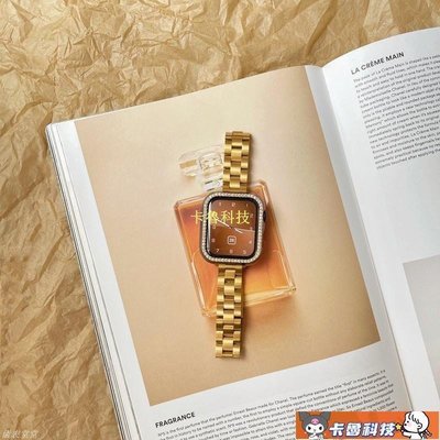 【熱賣精選】錶帶 替換錶帶 新品 細版三珠錶帶 金屬不鏽鋼錶帶 AppleWatch7 6 SE 5 4 3 44mm