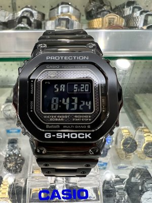 【金台鐘錶】CASIO卡西歐G-SHOCK (全黑X不鏽鋼) 藍牙 六局電波 太陽能 GMW-B5000GD-1