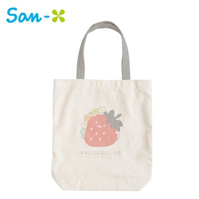 角落生物 草莓系列 帆布 肩背提袋 肩背包 托特包 手提袋 角落小夥伴 San-X 日本正版【753685】