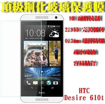 威特電腦 HTC Desire 610t 9H 超硬度 0.3mm 防指紋 鋼化 玻璃膜 2.5D 螢幕保護貼