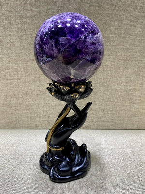 37號，巴西夢幻紫水晶球擺件，花紋好看，球直徑8.8厘米，凈1903 水晶 原石 擺件【玲瓏軒】