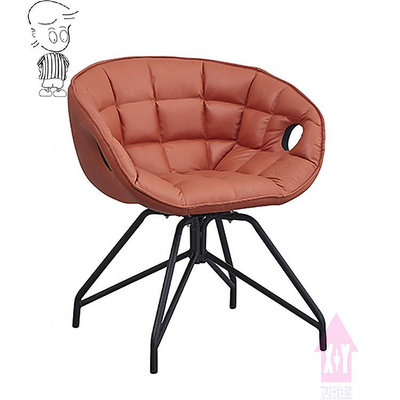 【X+Y】椅子世界          -          現代沙發系列-蘇菲亞 橘色科技布休閒轉椅.單人沙發.造型椅.洽客椅.房間椅.摩登家具