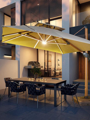 莫家戶外傘遮陽傘庭院遮陽傘花園羅馬傘室外太陽能LED帶燈太陽傘