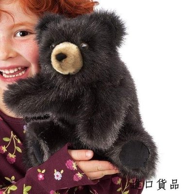 現貨可愛柔軟的 小熊熊黑熊 動物手掌上布偶互動毛絨毛娃娃玩具玩偶擺件禮品可開發票