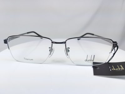『逢甲眼鏡』dunhill 全新正品 鏡框 槍銀色半框 黑色質感鏡腳 純鈦材質【VDH156J 0568】